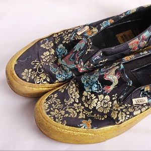 Opening Ceremony Black and Gold Floral Sneakers